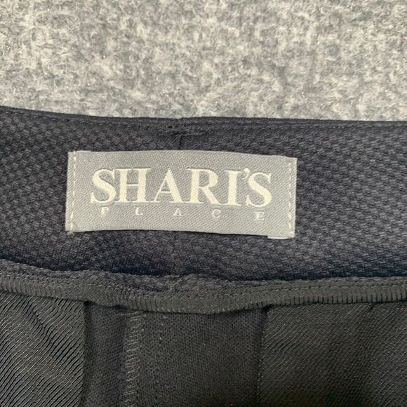 Sharis Place Pants Women 44 US 14/16 Black Grey Ponte Velvet Side Panel Trousers - Picture 5 of 13